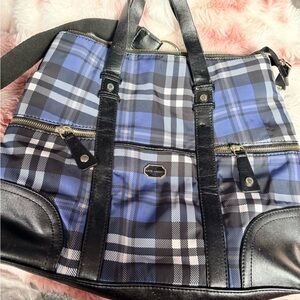 Kaye Landry  Blue and Black Checkered backpack Bag